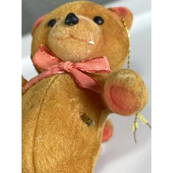 Vintage Christmas Teddy Bear Ornaments Lot Set of 2 Holiday Tree Decor - Picture 9 of 10